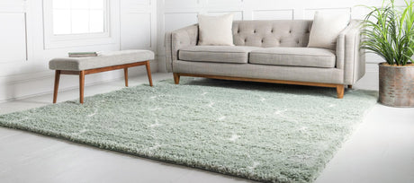 Light Green 8' x 8' Rabat Shag Square Area Rug Thick Soft Touch Fluffy & Plush Shaggy Pile