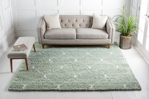 Light Green 8' x 8' Rabat Shag Square Area Rug Thick Soft Touch Fluffy & Plush Shaggy Pile