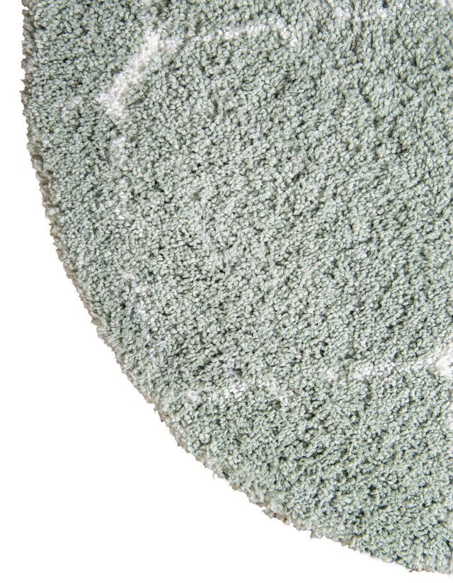 Light Green 5' 3 x 5' 3 Rabat Shag Round Area Rug Thick Soft Touch Fluffy & Plush Shaggy Pile