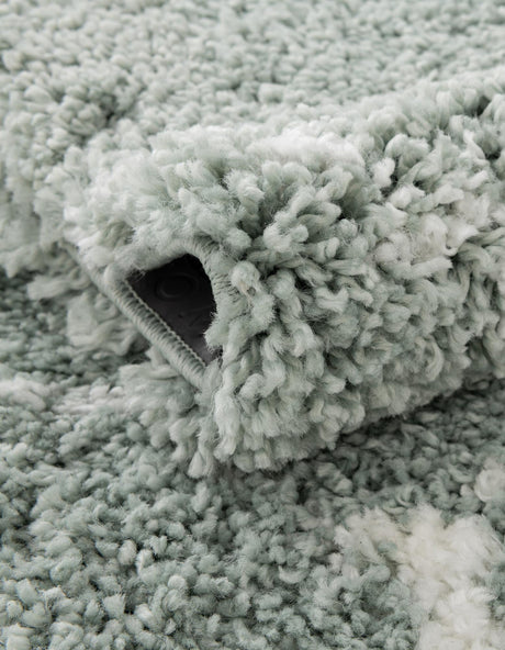 Light Green 2' 7 x 6' 1 Rabat Shag Runner Area Rug Thick Soft Touch Fluffy & Plush Shaggy Pile Durable Geometric Carpet for Luxury Interior Design for Sale at Rug Engine