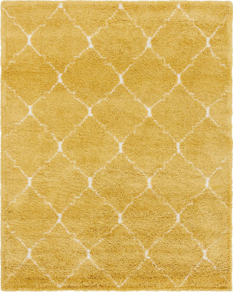 Yellow 8' x 10' Rabat Shag Rectangle Area Rug Thick Soft Touch Fluffy & Plush Shaggy Pile Durable Geometric Carpet for Luxury Interior Design for Sale at Rug Engine