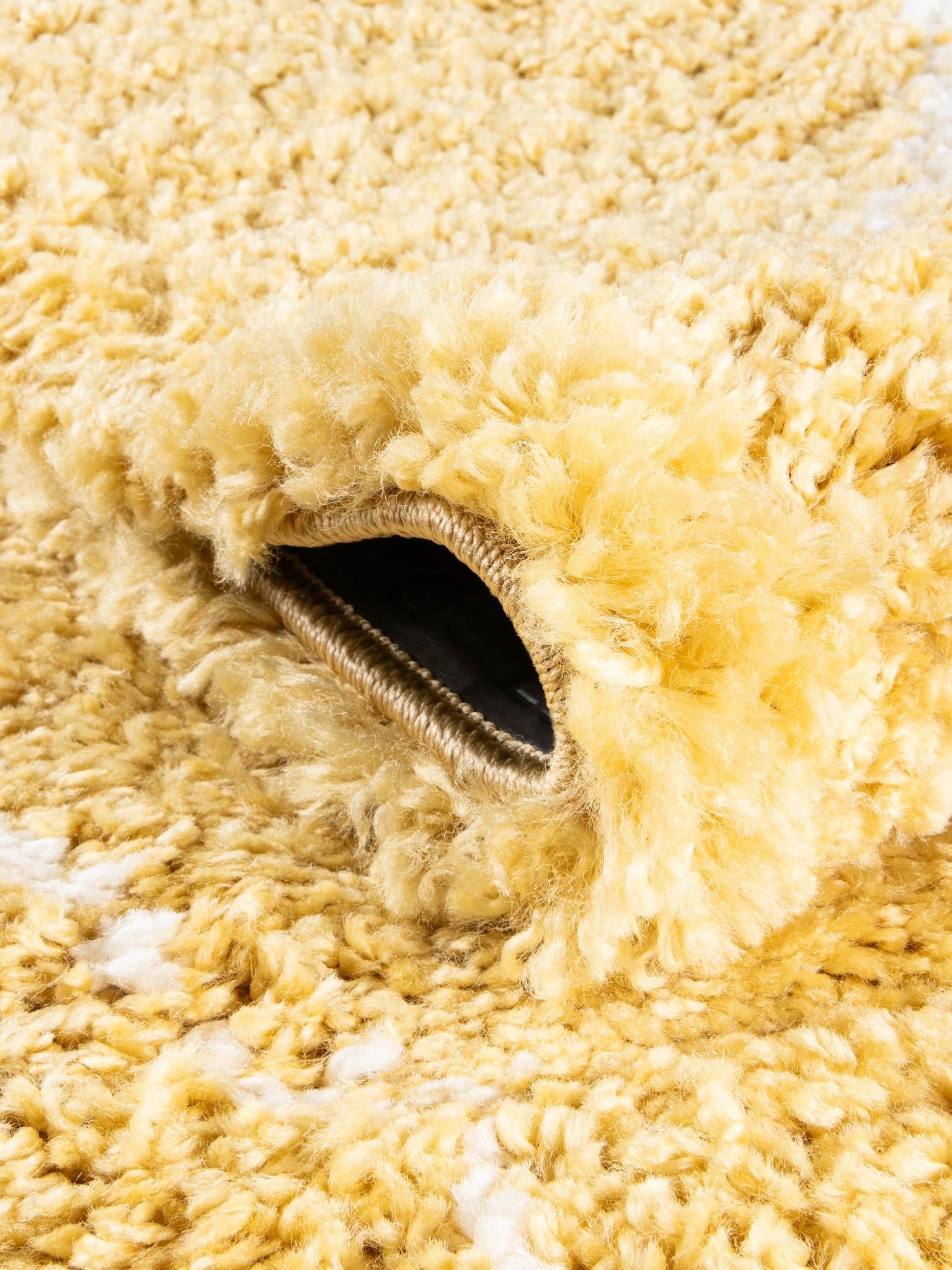 Yellow 4' 1 x 6' 1 Rabat Shag Rectangle Area Rug Thick Soft Touch Fluffy & Plush Shaggy Pile Durable Geometric Carpet for Luxury Interior Design for Sale at Rug Engine
