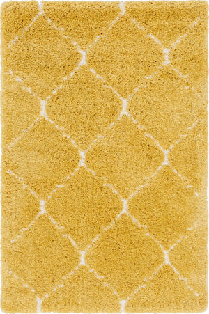 Yellow 4' 1 x 6' 1 Rabat Shag Rectangle Area Rug Thick Soft Touch Fluffy & Plush Shaggy Pile