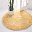 Yellow 5' 1 x 5' 1 Rabat Shag Round Area Rug Thick Soft Touch Fluffy & Plush Shaggy Pile