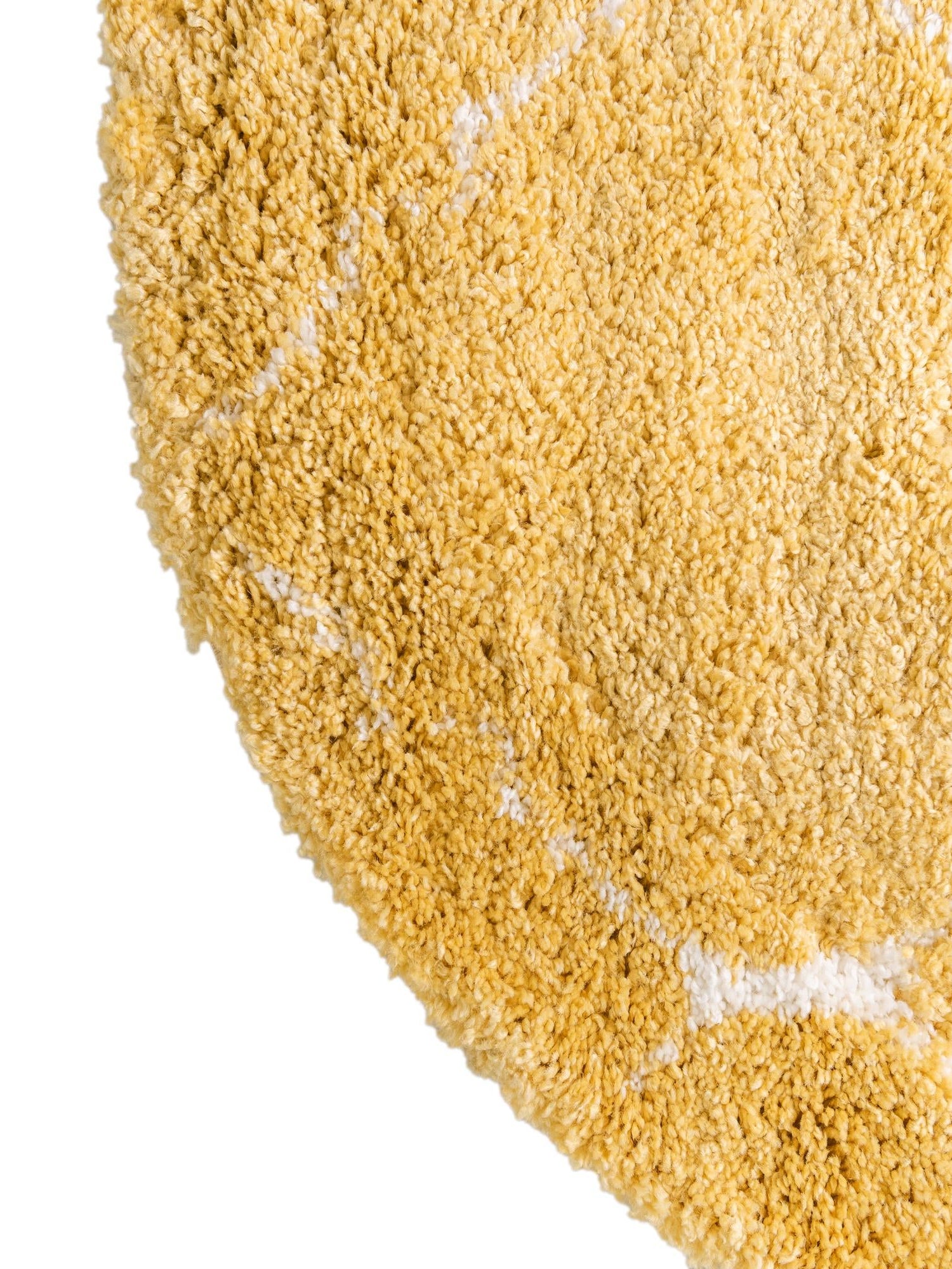 Yellow 8' x 8' Rabat Shag Round Area Rug Thick Soft Touch Fluffy & Plush Shaggy Pile Durable Geometric Carpet for Luxury Interior Design for Sale at Rug Engine