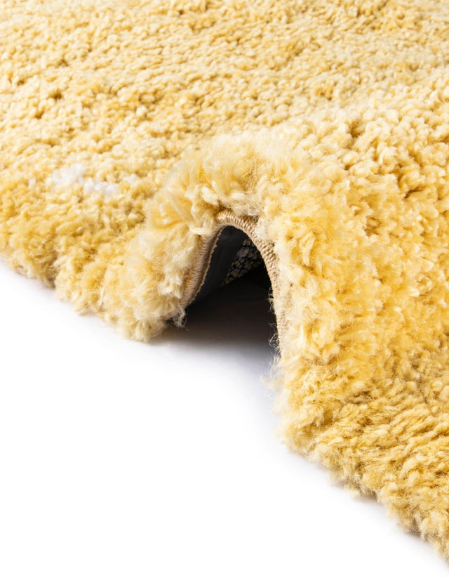 Yellow 5' 1 x 5' 1 Rabat Shag Round Area Rug Thick Soft Touch Fluffy & Plush Shaggy Pile