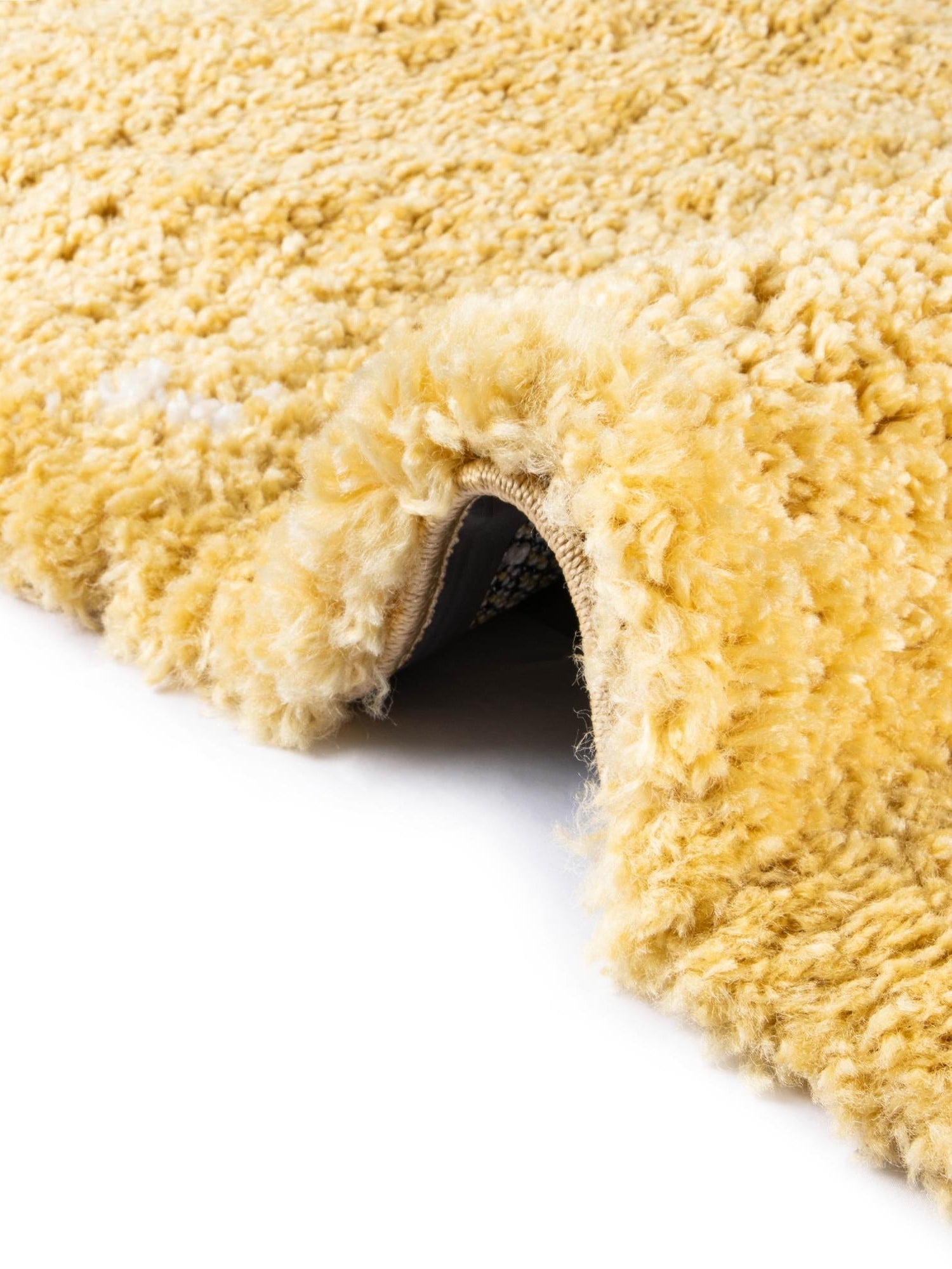 Yellow 8' x 8' Rabat Shag Round Area Rug Thick Soft Touch Fluffy & Plush Shaggy Pile Durable Geometric Carpet for Luxury Interior Design for Sale at Rug Engine