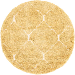 Yellow 5' 1 x 5' 1 Rabat Shag Round Area Rug Thick Soft Touch Fluffy & Plush Shaggy Pile