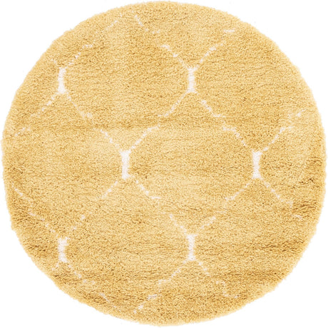 Yellow 5' 1 x 5' 1 Rabat Shag Round Area Rug Thick Soft Touch Fluffy & Plush Shaggy Pile Durable Geometric Carpet for Luxury Interior Design for Sale at Rug Engine