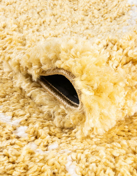 Yellow 2' 7 x 10' Rabat Shag Runner Area Rug Thick Soft Touch Fluffy & Plush Shaggy Pile Durable Geometric Carpet for Luxury Interior Design for Sale at Rug Engine