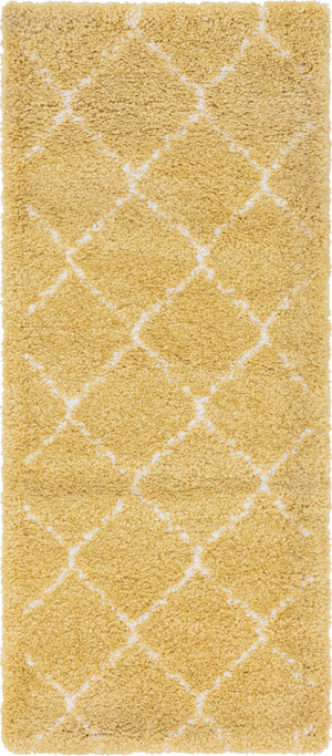 Yellow 2' 7 x 6' 1 Rabat Shag Runner Area Rug Thick Soft Touch Fluffy & Plush Shaggy Pile