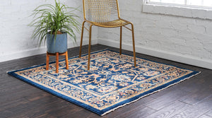 Navy Blue 4' 5 x 4' 5 Dorchester Square Area Rug 100% Polypropylene With Cotton Foundation Carpet for Living, Dining, Office, Bedrooms for Sale at Rug Engine