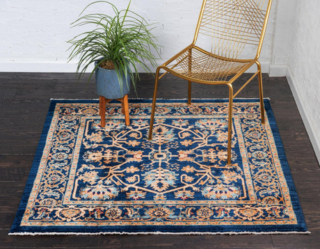 Navy Blue 4' 5 x 4' 5 Dorchester Square Area Rug 100% Polypropylene With Cotton Foundation Carpet for Living, Dining, Office, Bedrooms for Sale at Rug Engine