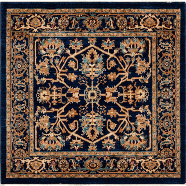 Navy Blue 4' 5 x 4' 5 Dorchester Square Area Rug 100% Polypropylene With Cotton Foundation Carpet for Living, Dining, Office, Bedrooms for Sale at Rug Engine