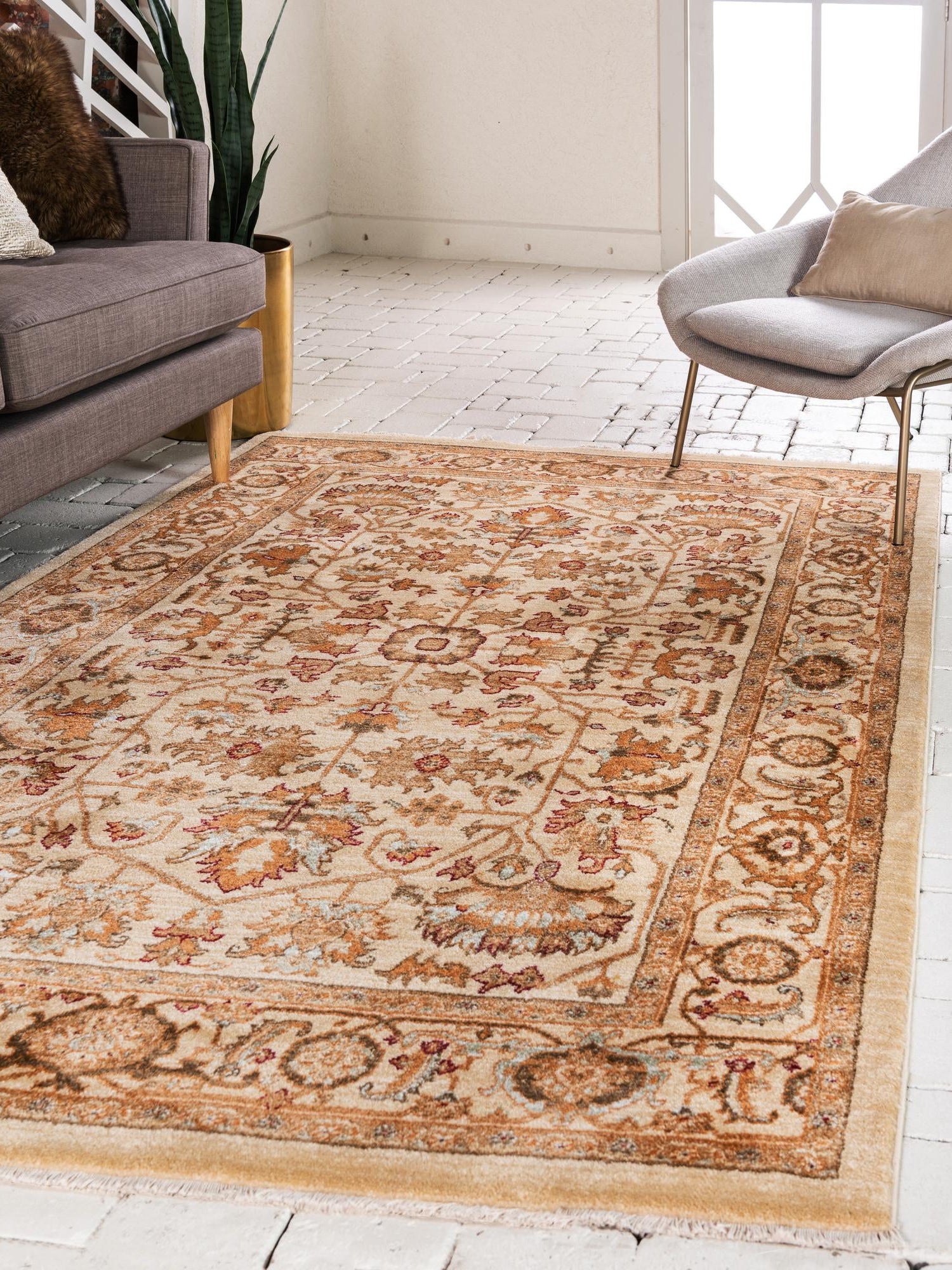 Cream 4' 1 x 6' 1 Dorchester Rectangle Area Rug 100% Polypropylene With Cotton Foundation Carpet for Living, Dining, Office, Bedrooms for Sale at Rug Engine