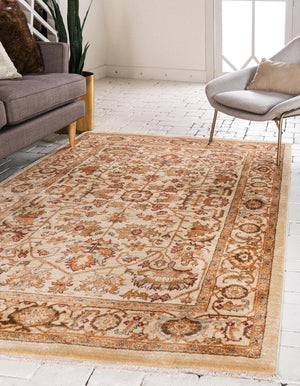 Cream 4' 1 x 6' 1 Dorchester Rectangle Area Rug 100% Polypropylene With Cotton Foundation Carpet for Living, Dining, Office, Bedrooms for Sale at Rug Engine
