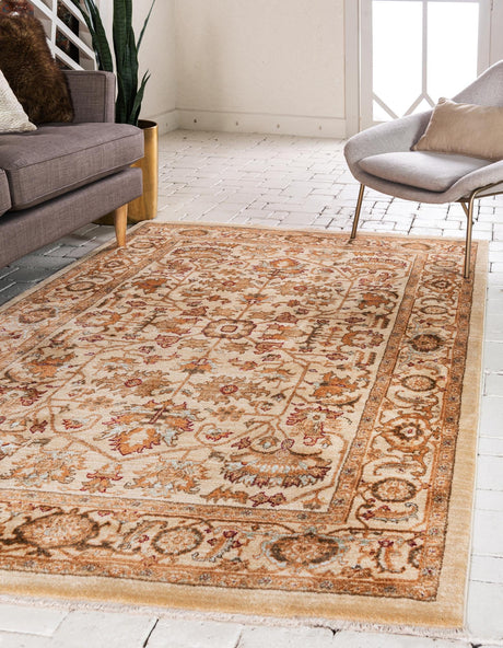 Cream 4' 1 x 6' 1 Dorchester Rectangle Area Rug 100% Polypropylene With Cotton Foundation Carpet for Living, Dining, Office, Bedrooms for Sale at Rug Engine