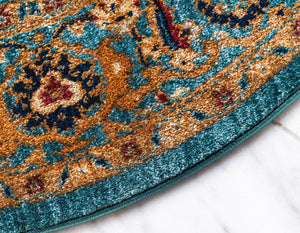 Turquoise 4' 5 x 4' 5 Dorchester Round Area Rug 100% Polypropylene With Cotton Foundation Carpet for Living, Dining, Office, Bedrooms for Sale at Rug Engine
