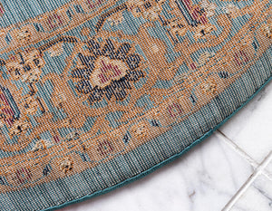 Turquoise 4' 5 x 4' 5 Dorchester Round Area Rug 100% Polypropylene With Cotton Foundation Carpet for Living, Dining, Office, Bedrooms for Sale at Rug Engine