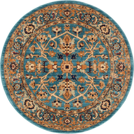Turquoise 4' 5 x 4' 5 Dorchester Round Area Rug 100% Polypropylene With Cotton Foundation Carpet for Living, Dining, Office, Bedrooms for Sale at Rug Engine