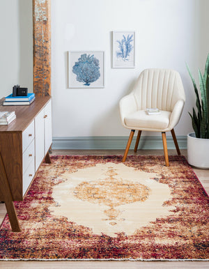 Red 4' 1 x 6' 1 Dorchester Rectangle Area Rug 100% Polypropylene With Cotton Foundation Carpet for Living, Dining, Office, Bedrooms for Sale at Rug Engine