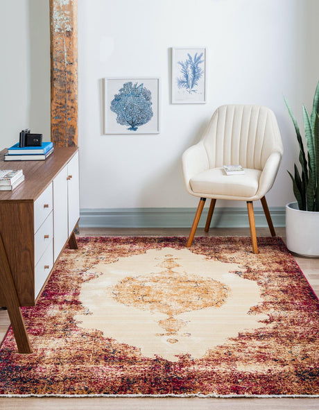 Red 4' 1 x 6' 1 Dorchester Rectangle Area Rug 100% Polypropylene With Cotton Foundation Carpet for Living, Dining, Office, Bedrooms for Sale at Rug Engine