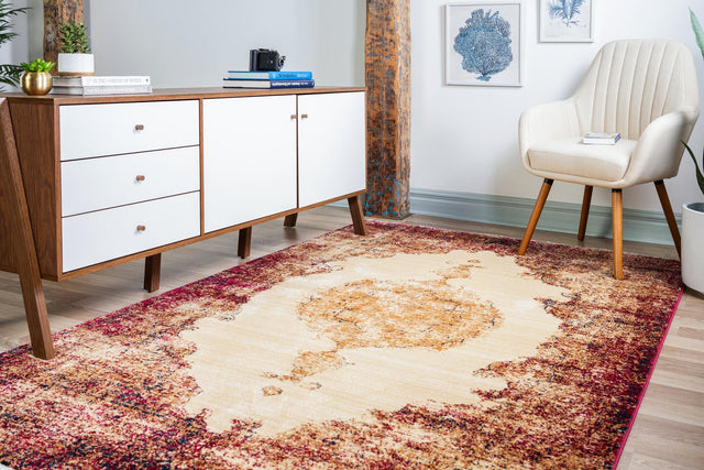 Red 4' 1 x 6' 1 Dorchester Rectangle Area Rug 100% Polypropylene With Cotton Foundation Carpet for Living, Dining, Office, Bedrooms for Sale at Rug Engine