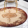 Red 4' 5 x 4' 5 Dorchester Round Area Rug 100% Polypropylene With Cotton Foundation Carpet for Living, Dining, Office, Bedrooms for Sale at Rug Engine