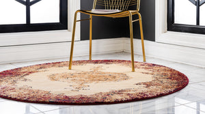 Red 4' 5 x 4' 5 Dorchester Round Area Rug 100% Polypropylene With Cotton Foundation Carpet for Living, Dining, Office, Bedrooms for Sale at Rug Engine