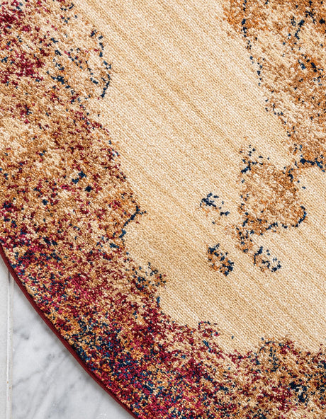 Red 4' 5 x 4' 5 Dorchester Round Area Rug 100% Polypropylene With Cotton Foundation Carpet for Living, Dining, Office, Bedrooms for Sale at Rug Engine