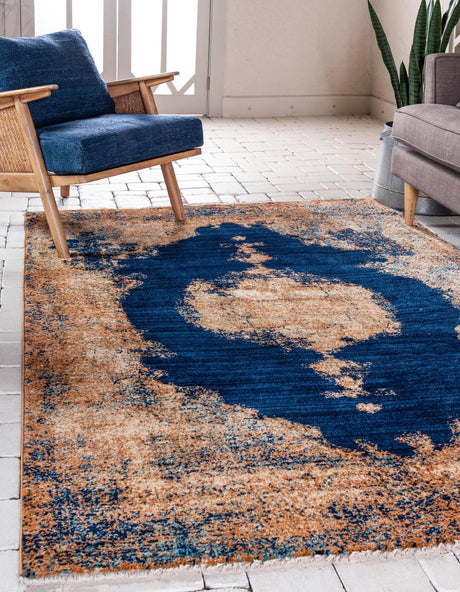 Navy Blue 4' 1 x 6' 1 Dorchester Rectangle Area Rug 100% Polypropylene With Cotton Foundation Carpet for Living, Dining, Office, Bedrooms for Sale at Rug Engine