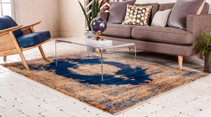 Navy Blue 4' 1 x 6' 1 Dorchester Rectangle Area Rug 100% Polypropylene With Cotton Foundation Carpet for Living, Dining, Office, Bedrooms for Sale at Rug Engine