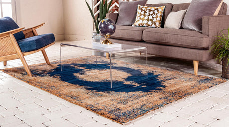 Navy Blue 4' 1 x 6' 1 Dorchester Rectangle Area Rug 100% Polypropylene With Cotton Foundation Carpet for Living, Dining, Office, Bedrooms for Sale at Rug Engine