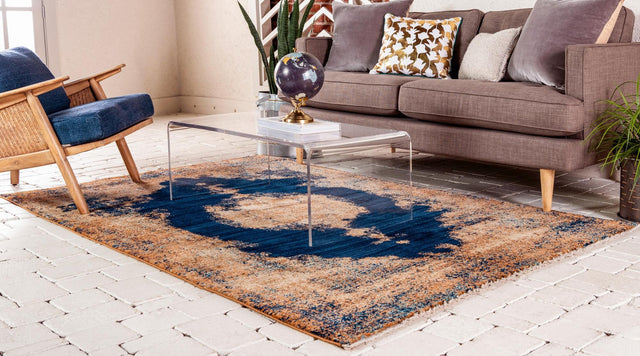 Navy Blue 4' 1 x 6' 1 Dorchester Rectangle Area Rug 100% Polypropylene With Cotton Foundation Carpet for Living, Dining, Office, Bedrooms for Sale at Rug Engine