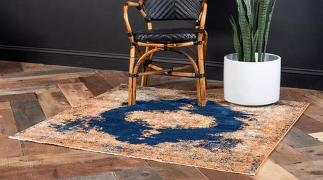 Navy Blue 4' 5 x 4' 5 Dorchester Square Area Rug 100% Polypropylene With Cotton Foundation Carpet for Living, Dining, Office, Bedrooms for Sale at Rug Engine