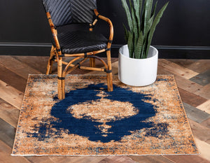 Navy Blue 4' 5 x 4' 5 Dorchester Square Area Rug 100% Polypropylene With Cotton Foundation Carpet for Living, Dining, Office, Bedrooms for Sale at Rug Engine