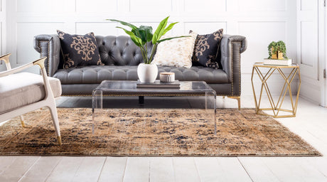 Tan 4' 1 x 6' 1 Dorchester Rectangle Area Rug 100% Polypropylene With Cotton Foundation Carpet for Living, Dining, Office, Bedrooms for Sale at Rug Engine