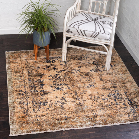 Tan 4' 5 x 4' 5 Dorchester Square Area Rug 100% Polypropylene With Cotton Foundation Carpet for Living, Dining, Office, Bedrooms for Sale at Rug Engine