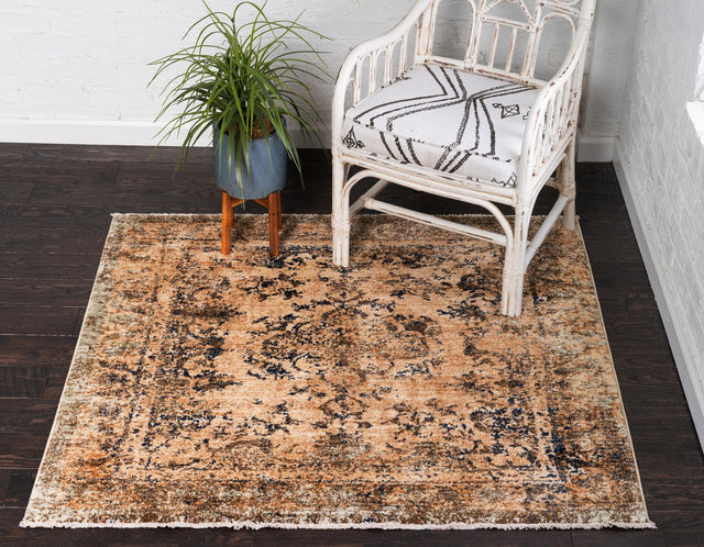 Tan 4' 5 x 4' 5 Dorchester Square Area Rug 100% Polypropylene With Cotton Foundation Carpet for Living, Dining, Office, Bedrooms for Sale at Rug Engine