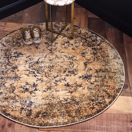 Tan 4' 5 x 4' 5 Dorchester Round Area Rug 100% Polypropylene With Cotton Foundation Carpet for Living, Dining, Office, Bedrooms for Sale at Rug Engine