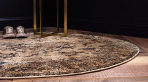 Tan 4' 5 x 4' 5 Dorchester Round Area Rug 100% Polypropylene With Cotton Foundation Carpet for Living, Dining, Office, Bedrooms for Sale at Rug Engine