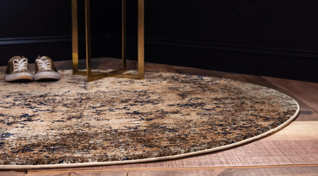 Tan 4' 5 x 4' 5 Dorchester Round Area Rug 100% Polypropylene With Cotton Foundation Carpet for Living, Dining, Office, Bedrooms for Sale at Rug Engine