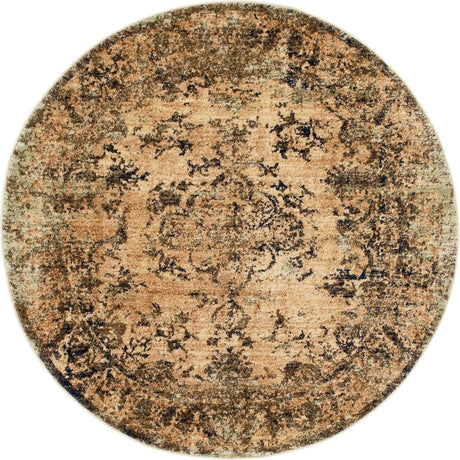Tan 4' 5 x 4' 5 Dorchester Round Area Rug 100% Polypropylene With Cotton Foundation Carpet for Living, Dining, Office, Bedrooms for Sale at Rug Engine