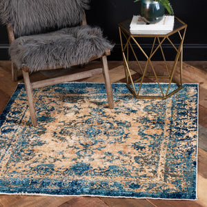 Blue 4' 5 x 4' 5 Dorchester Square Area Rug 100% Polypropylene With Cotton Foundation Carpet for Living, Dining, Office, Bedrooms for Sale at Rug Engine
