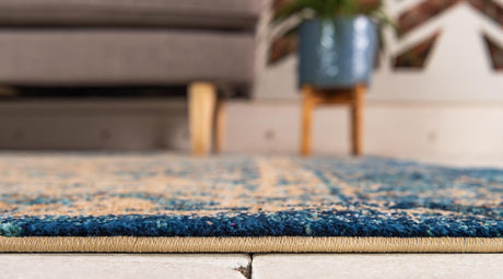 Blue 4' 5 x 4' 5 Dorchester Square Area Rug 100% Polypropylene With Cotton Foundation Carpet for Living, Dining, Office, Bedrooms for Sale at Rug Engine