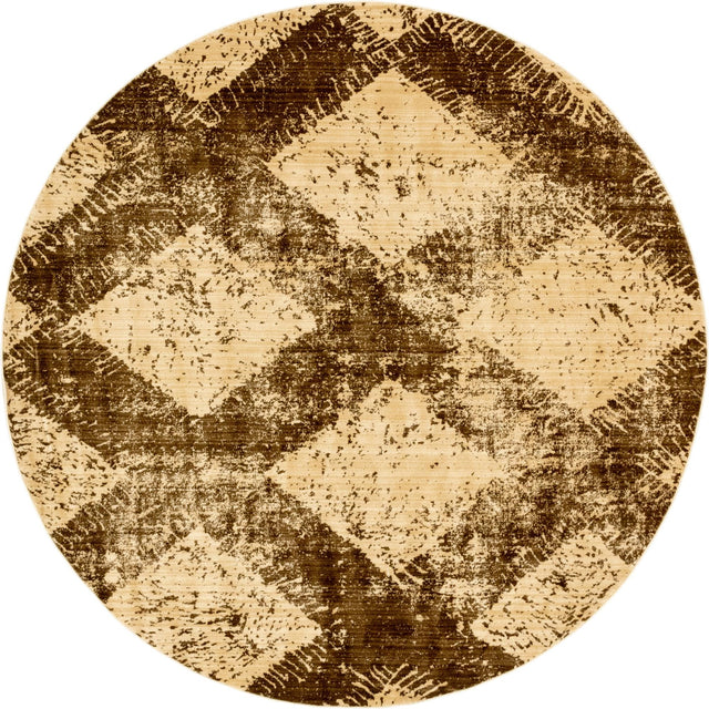 Brown 8' x 8' Dorchester Round Area Rug 100% Polypropylene With Cotton Foundation Carpet for Living, Dining, Office, Bedrooms for Sale at Rug Engine