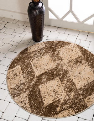 Brown 8' x 8' Dorchester Round Area Rug 100% Polypropylene With Cotton Foundation Carpet for Living, Dining, Office, Bedrooms for Sale at Rug Engine