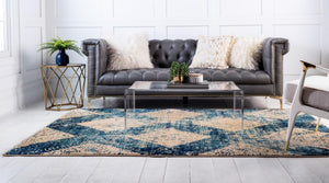 Blue 4' x 6' Dorchester Rectangle Area Rug 100% Polypropylene With Cotton Foundation Carpet for Living, Dining, Office, Bedrooms for Sale at Rug Engine