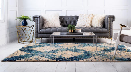Blue 4' x 6' Dorchester Rectangle Area Rug 100% Polypropylene With Cotton Foundation Carpet for Living, Dining, Office, Bedrooms for Sale at Rug Engine