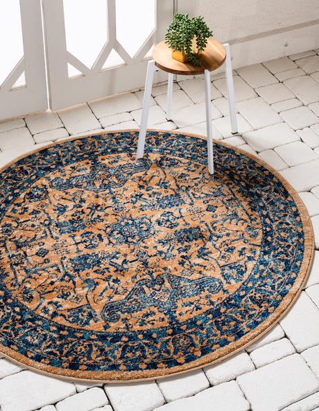 Orange 8' x 8' Dorchester Round Area Rug 100% Polypropylene With Cotton Foundation Carpet for Living, Dining, Office, Bedrooms for Sale at Rug Engine